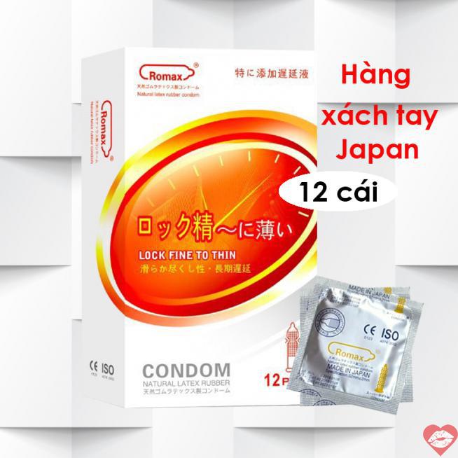 Nhập sỉ Bao cao su Romax Lock Fine To Thin hộp 12c gân gai của Nhật Bản chính hãng 